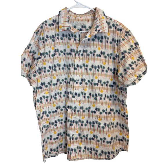 Cotton & Co Other - Cotton & Co Mens XL Palm Tree Sun Print Button Down Shirt Tropical Short Sleeve